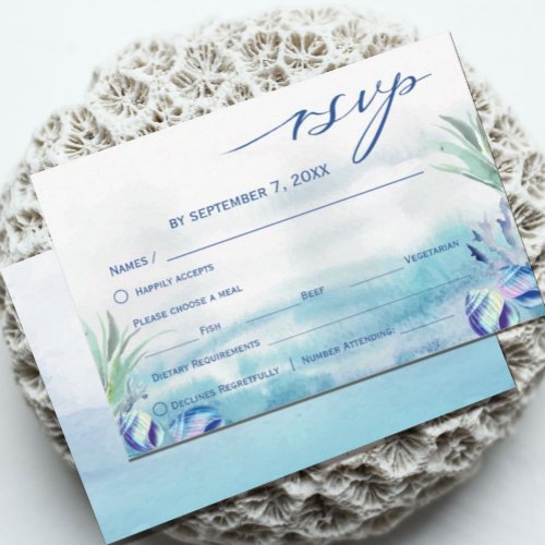 Two Less Fish in The Sea Summer Wedding RSVP Card