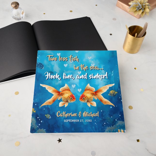 Two Less Fish In The Sea Underwater Wedding Guest Book (Front Open)