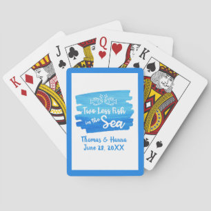 Two Less Fish in the Sea Watercolor Wedding Favor Poker Cards