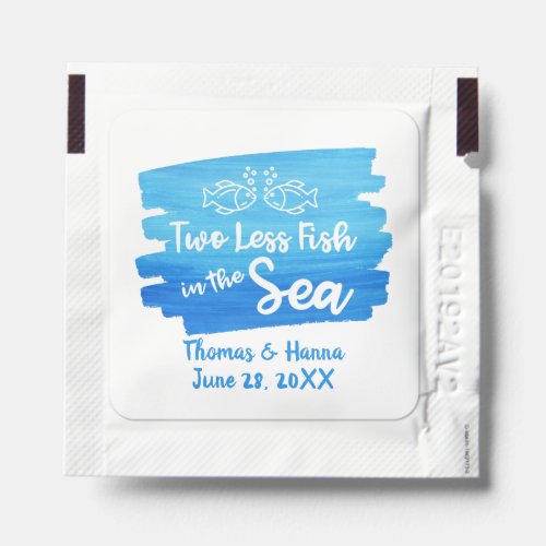 Two Less Fish in the Sea Watercolor Wedding Hand Sanitizer Packet