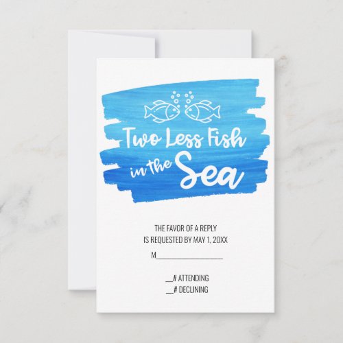 Two Less Fish in the Sea Watercolor Wedding RSVP Card