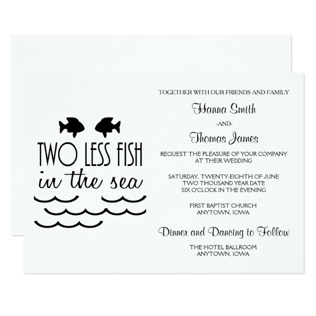 Two Less Fish In The Sea Wedding Invitation