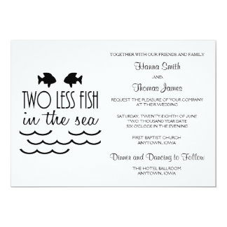 Fish Wedding Invitations Announcements Zazzle Two Less Fish In The Sea Wedding Card
