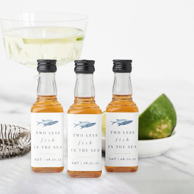 Two Less Fish in The Sea Wedding Liquor Bottle Label (Creator Uploaded)