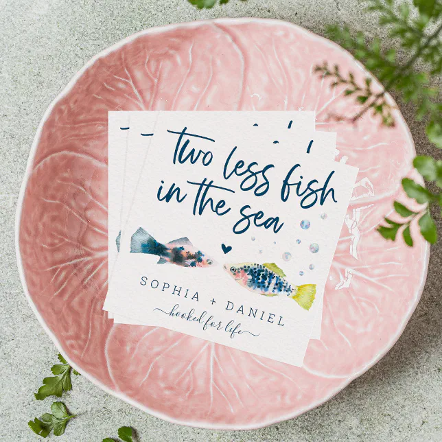 Two Less Fish In The Sea Wedding Napkins | Zazzle