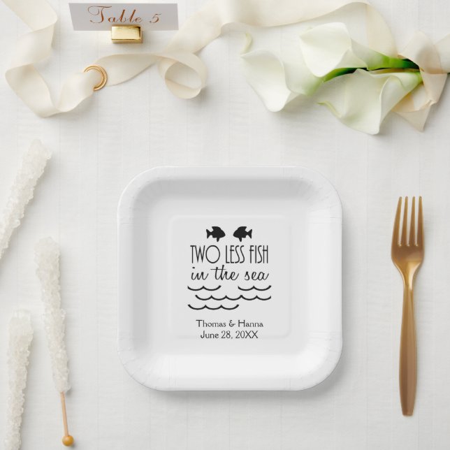 Two Less Fish in the Sea Wedding Paper Plates (Wedding)