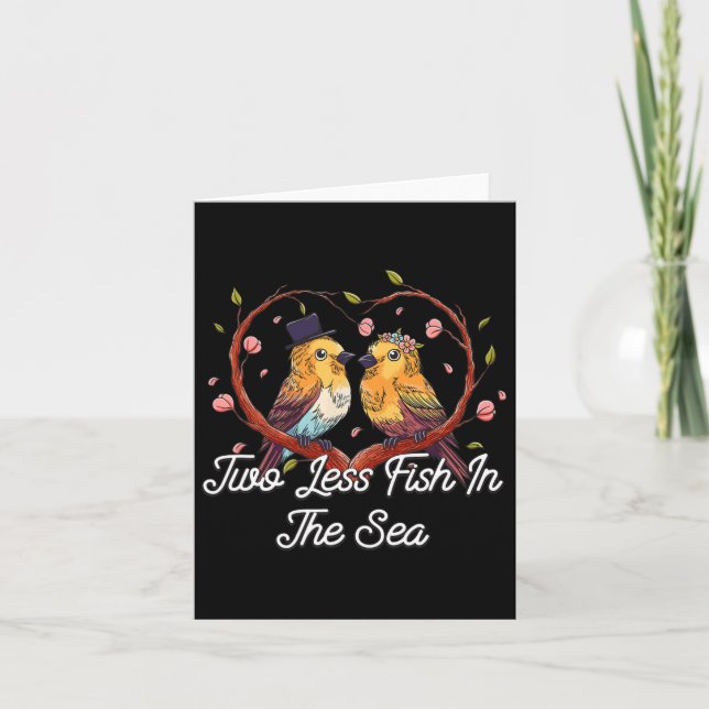 Two Less Fish In The Sea Wedding Pun Bride And Gro Card (Front)