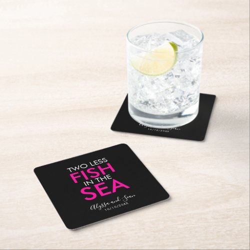 Two Less Fish in the Sea Wedding Reception Square  Square Paper Coaster