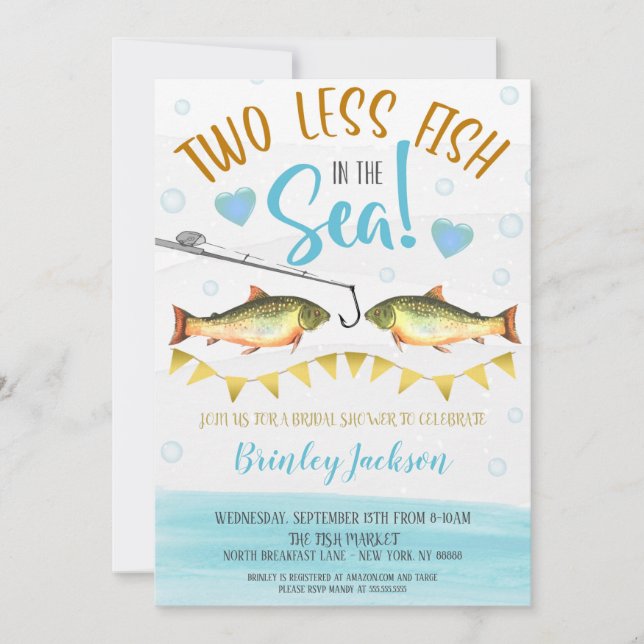 Two Less Fish in the Sea Wedding Shower Invitation (Front)