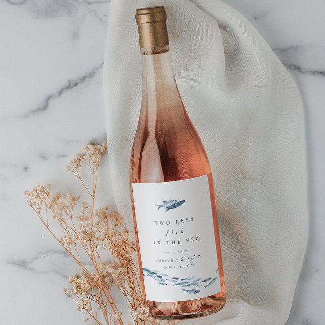Two Less Fish in The Sea Wedding Wine Label (Creator Uploaded)