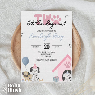 Two Let the Dogs Out 2nd Birthday Invitation