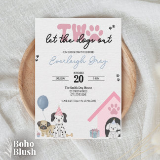 Two Let the Dogs Out | 2nd Birthday Invitation 
