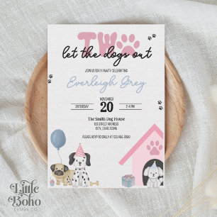 Two Let the Dogs Out 2nd Birthday Invitation