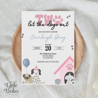 Two Let the Dogs Out | 2nd Birthday Invitation