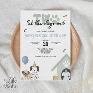 Two Let the Dogs Out 2nd Birthday Invitation