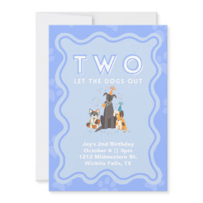 "Two Let the Dogs Out" 2nd Birthday Invitation
