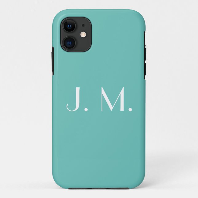 Two Letter Aqua Teal Monogram Minimal Typography Case-Mate iPhone Case (Back)