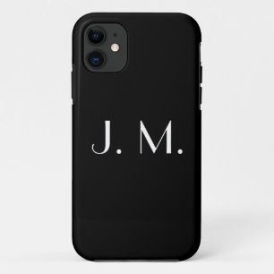 Two Letter Black White Monogram Minimal Typography iPhone 11 Case