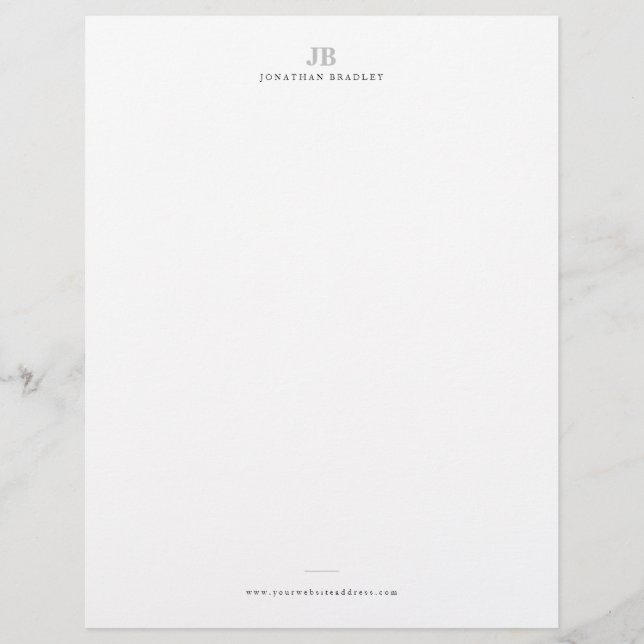 Two Letter Modern Minimalist Monogram Professional Letterhead (Front)