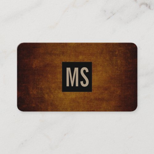 Two Letter Monogram  Black Box   Rustic Grunge Business Card