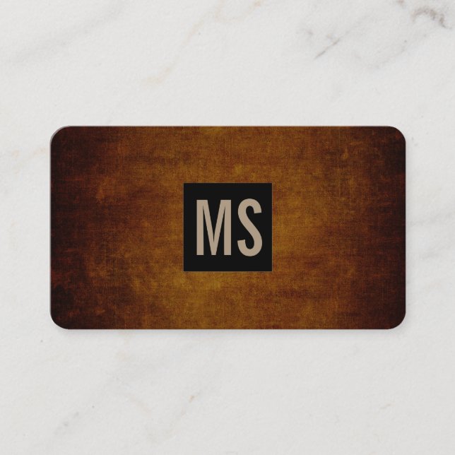 Two Letter Monogram / Black Box  / Rustic Grunge Business Card (Front)