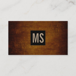 Two Letter Monogram / Black Box / Rustic Grunge Business Card