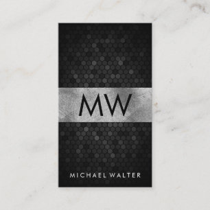 Two Letter Monogram Geometric Metallic Business Card