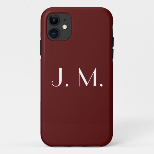 Two Letter Red White Monogram Minimal Typography iPhone 11 Case