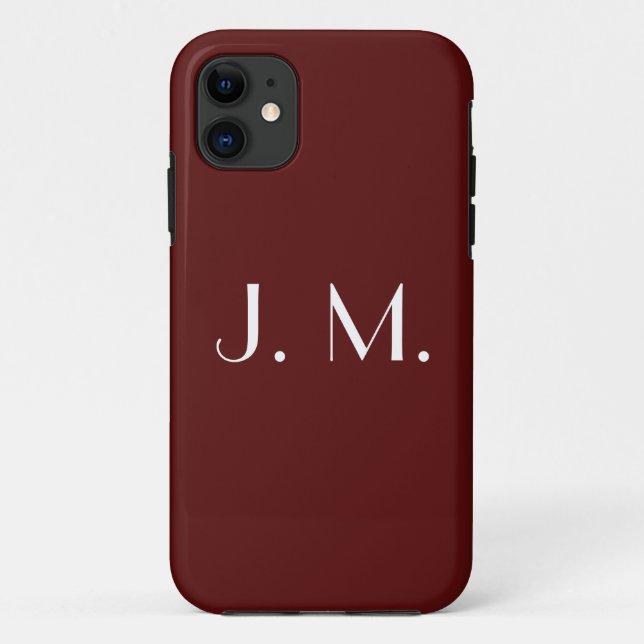 Two Letter Red White Monogram Minimal Typography Case-Mate iPhone Case (Back)