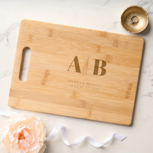 Two Letter Split Wedding Monogram Engraved Cutting Board (Wedding)