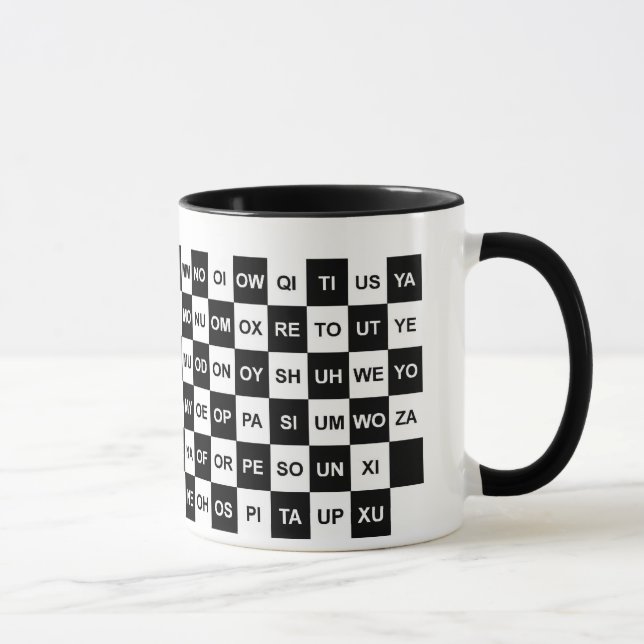 Two letter words black and white mug (Right)