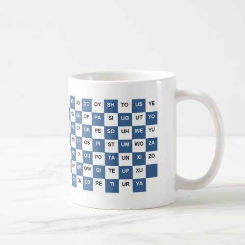 Two Letter Words  Blue and white Intrl version Coffee Mug