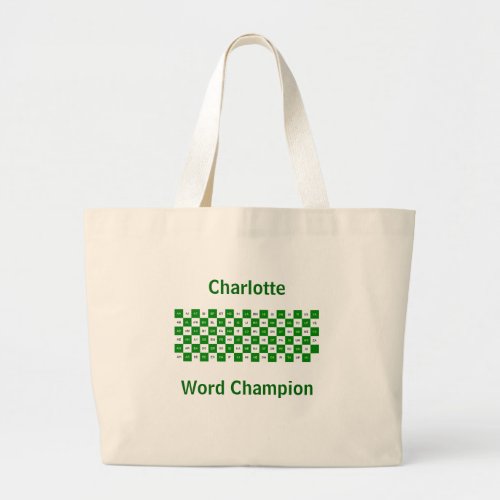 Two Letter Words  Green and white US version Large Tote Bag