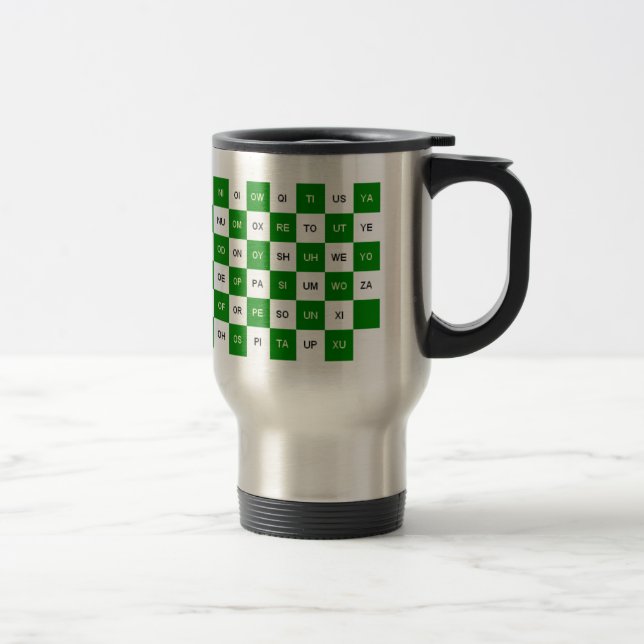 Two Letter Words  Green and white US version Travel Mug (Right)