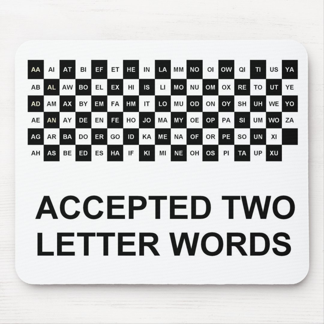 Two letter words mouse pad US version Zazzle