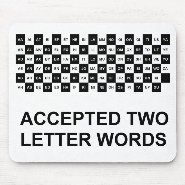 Two letter words mouse pad US version (Front)