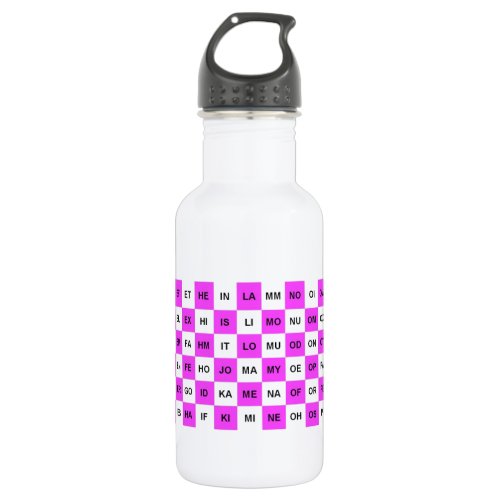 Two Letter Words  Pink  White US English Water Bottle