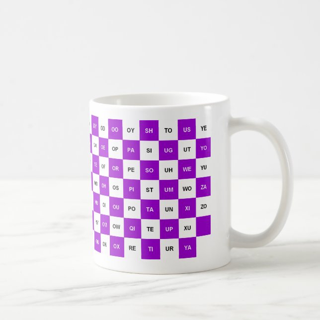 Two Letter Words  Purple and white Intrl. version Coffee Mug (Right)