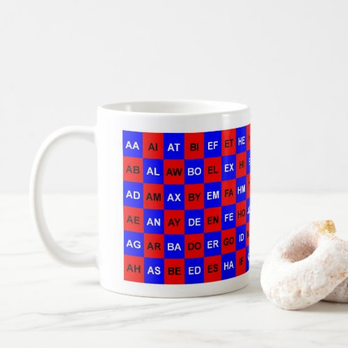 Two Letter words Red Blue US American English Coffee Mug