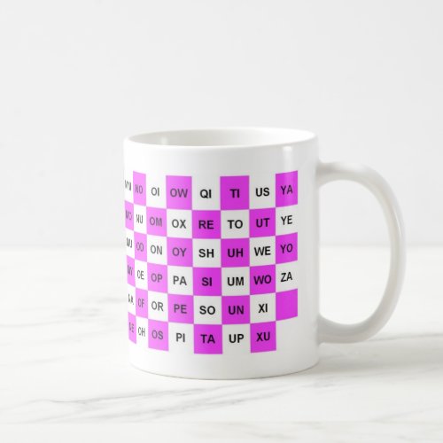 Two Letter words US English List Pink Coffee Mug