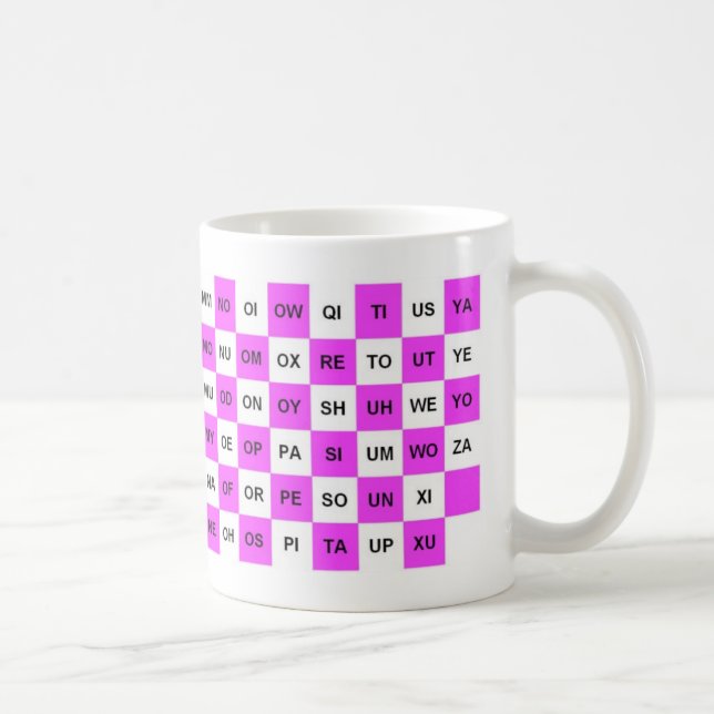Two Letter words US English List Pink Coffee Mug (Right)