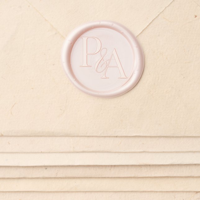 Two Letters with Ampersand Duogram Wedding Wax Seal Sticker (Front)