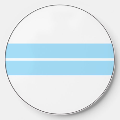 Two Light Sky Blue Racing Stripes White Background Wireless Charger