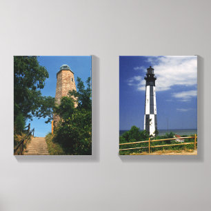 Two Lights of Cape Henry Canvas Photo Tile