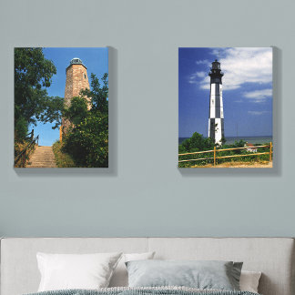 Two Lights of Cape Henry Canvas Photo Tile