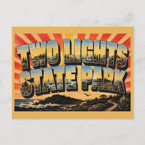 Two Lights State Park Maine Rocky Coast Ocean Art Postcard