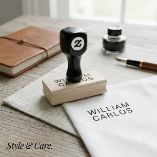 Two Line Full Name Personalized Wood Art Rubber Stamp