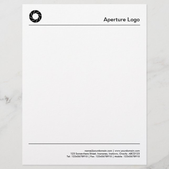 Two Lines - Aperture Logo Letterhead (Front)