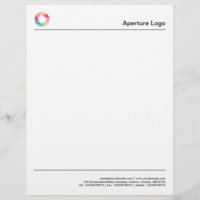 Two Lines - Colorful Aperture Logo Letterhead (Front)