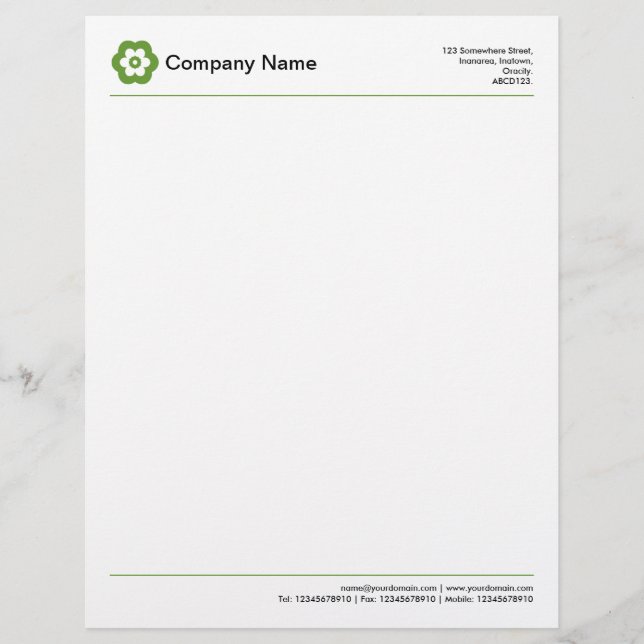 Two Lines v2 - Avocado Green Letterhead (Front)